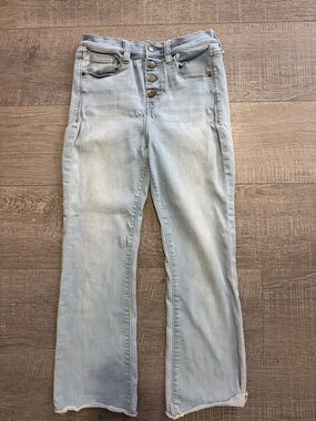 Crescent Pale Blue High-Rise Bootcut Jeans